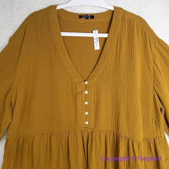 NEW Madewell Lightspun Colette Mini Dress, color:‎ gold. plus size 18W - Picture 6 of 16